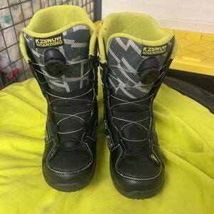 K2 Snowboarding Boots with Black and Green Design